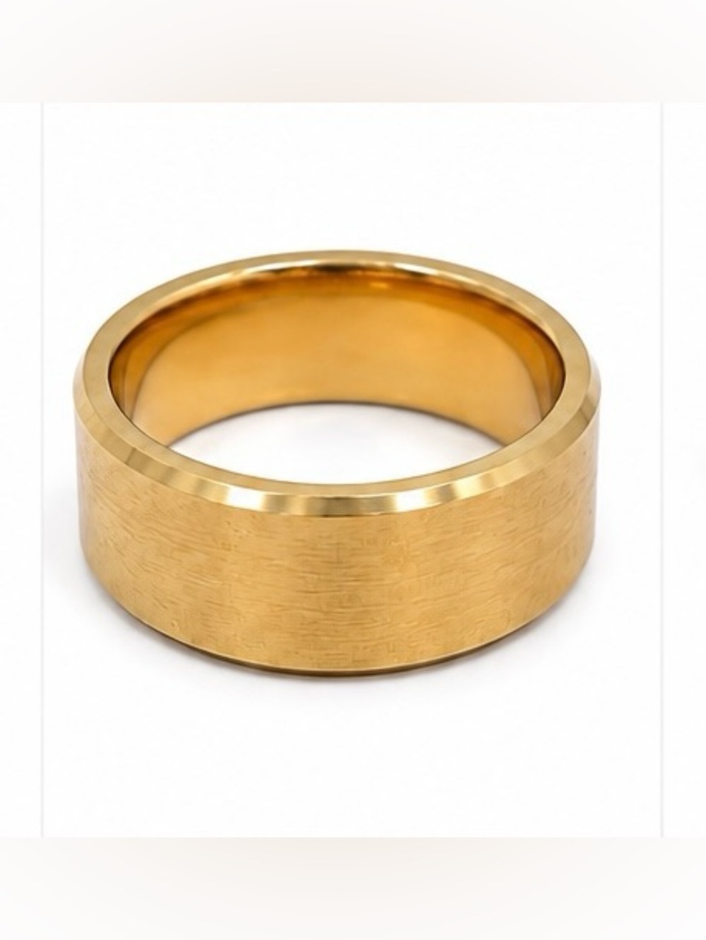 Stainless Steel Gold Tone Band Ring – Size 17/US 6.5 –Brushed Finish – Unisex